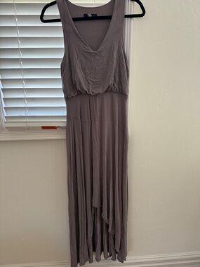 Final Touch Sleeveless V-Neck Maxi Dress in Mauve Gray